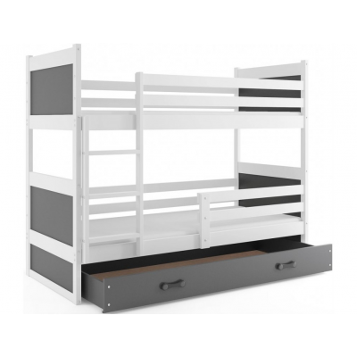 Poschodová posteľ Rico bielo-sivá 190cm x 80cm